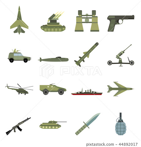 16 weapon flat icons set  44892017