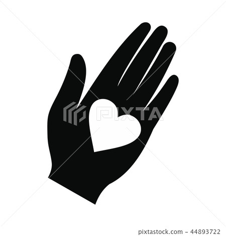 Heart in a hand black simple icon Heart in a hand black simple icon 44893722