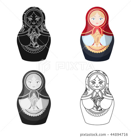 Russian matrioshka icon in cartoon style isolated on white background. Russian country symbol stock 44894716