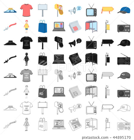Advertising set icons in cartoon style. Big collection of advertising vector symbol stock Advertising set icons in cartoon style. Big collection of advertising vector symbol stock 44895170