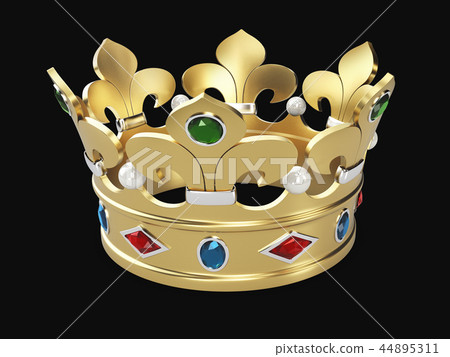 Golden king crown 3d Illustration isolated on... - Stock Illustration ...