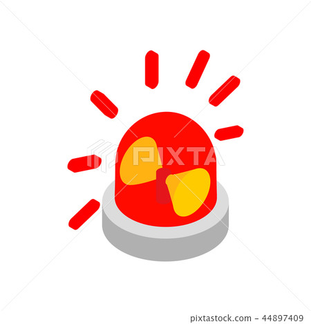 Siren red flashing emergency light isometric icon Siren red flashing emergency light isometric icon 44897409