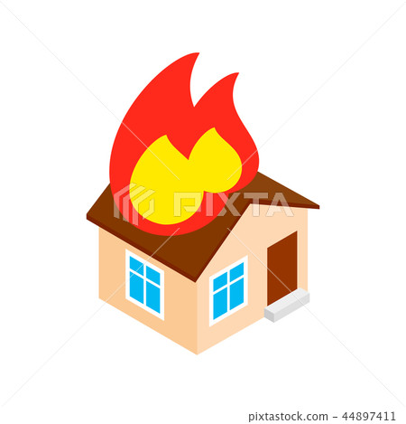 House on fire isometric 3d icon House on fire isometric 3d icon 44897411