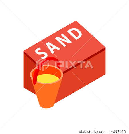 Box for sand to fire safety with bucket icon Box for sand to fire safety with bucket icon 44897413