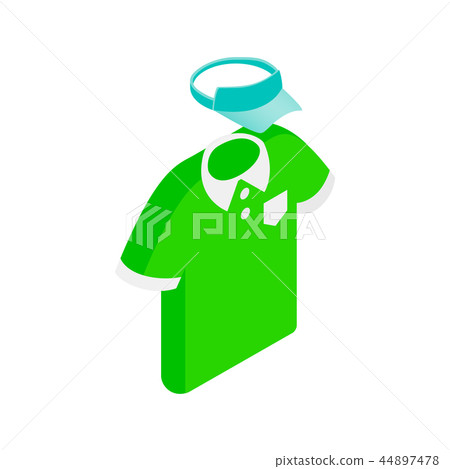 Green man polo shirt and blue cap isometric icon - Stock Illustration ...