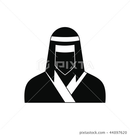 Female ninja in mask black simple icon 44897620