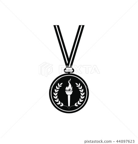 Medal with burning torch on ribbon 44897623