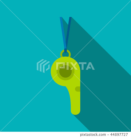 Green sport whistle flat icon 44897727