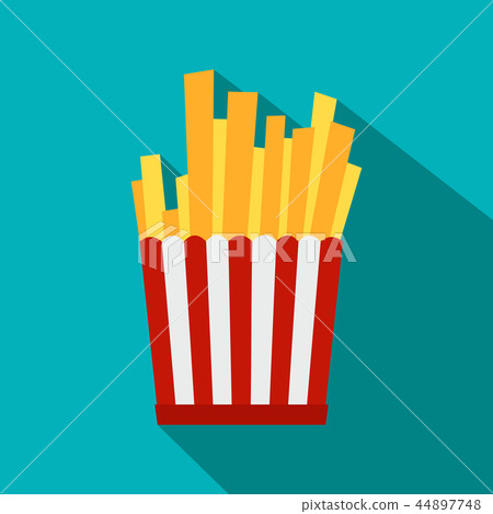 French fries in red and white striped paper box 44897748