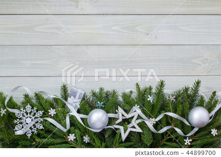 Christmas flat lay decor on wood Christmas flat lay decor on wood 44899700