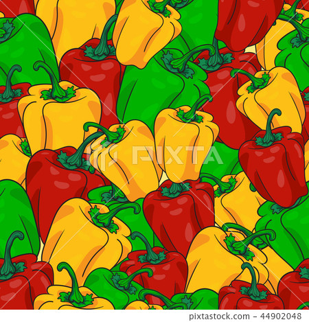 Peppers seamless pattern in red, yellow, and green color 44902048