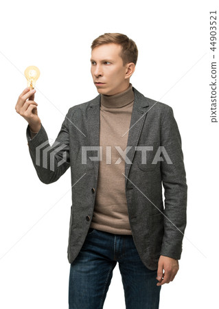 Resolute male in gray jacket isolated portrait Resolute male in gray jacket isolated portrait 44903521