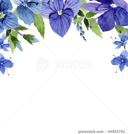 Watercolor blue Veronica flower. Floral botanical flower. Frame border ornament square. 44903792