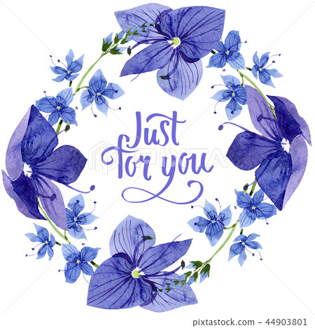 Watercolor blue Veronica flower. Floral botanical flower. Frame border ornament square. 44903801
