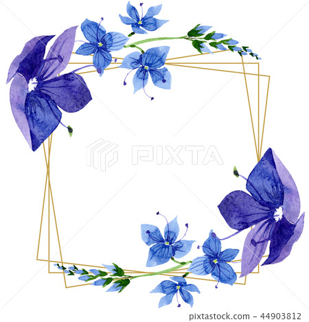 Watercolor Floral Frame With Golden Bronze Border Flower Illustration For Wedding Anniversary Birthday Invitations Romantic Stock Illustration Illustration Of Nature Background 147496365