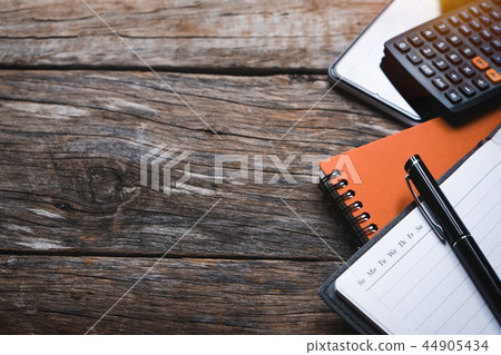 top view business desk work office concept. 44905434