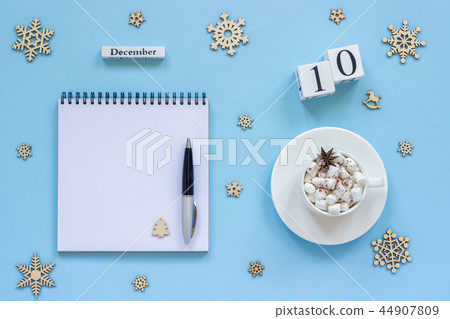 December 10 cup cocoa marshmallow empty notepad 44907809