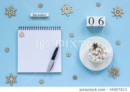 December 6 cup cocoa and marshmallow empty notepad 44907813