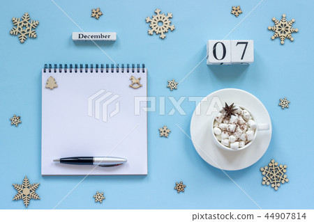 December 7 cup cocoa and marshmallow empty notepad 44907814