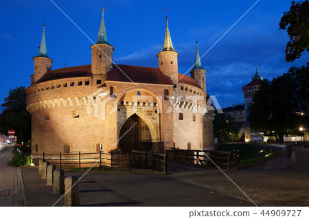 Krakow Barbican At Night In Poland 44909727