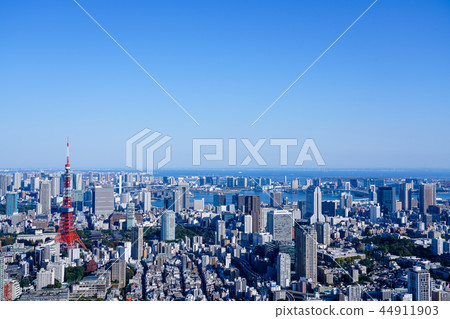 Tokyo city Tokyo Tower taken at a high pixel rate to the left Odaiba direction Tokyo city Tokyo Tower taken at a high pixel rate to the left Odaiba direction 44911903
