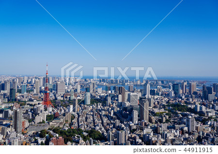 東京塔東京塔以高像素率向左邊的台場方向拍攝 東京塔東京塔以高像素率向左邊的台場方向拍攝 44911915
