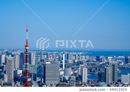 Tokyo city Tokyo Tower taken at a high pixel rate to the left Odaiba direction Tokyo city Tokyo Tower taken at a high pixel rate to the left Odaiba direction 44911924