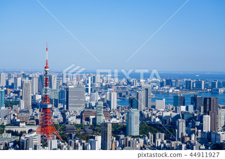 Tokyo city Tokyo Tower taken at a high pixel rate to the left Odaiba direction Tokyo city Tokyo Tower taken at a high pixel rate to the left Odaiba direction 44911927