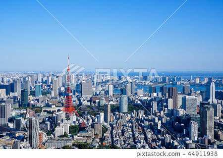 Tokyo city Tokyo Tower taken at a high pixel rate to the left Odaiba direction Tokyo city Tokyo Tower taken at a high pixel rate to the left Odaiba direction 44911938