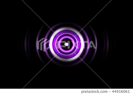 Sound waves oscillating purple light with circle 44916061