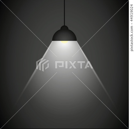 hanging lamp glows on a dark background 44919024