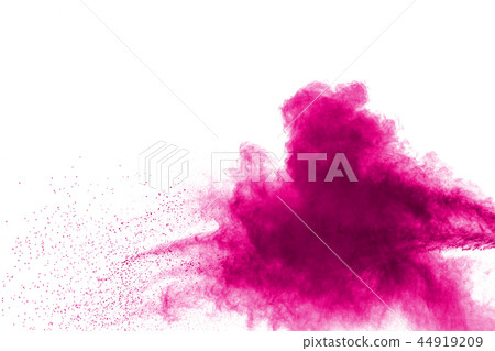 Abstract pink powder explosion on white background 44919209