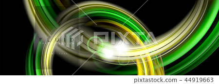 Background abstract design, flowing mixing liquid color waves on black 44919663