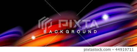Mixing color waves on black, liquid flowing shapes 44919711