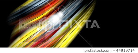 Background abstract design, flowing mixing liquid color waves on black 44919714