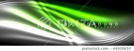 Neon glowing fluid wave lines, magic energy space light concept, abstract background wallpaper 44920650