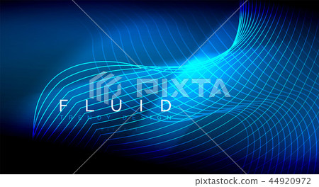 Neon glowing fluid wave lines, magic energy space light concept, abstract background wallpaper Neon glowing fluid wave lines, magic energy space light concept, abstract background wallpaper 44920972