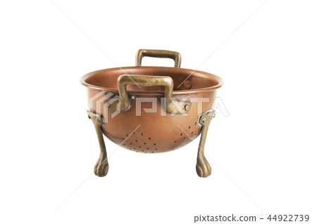 Vintage copper colander isolated on white  44922739