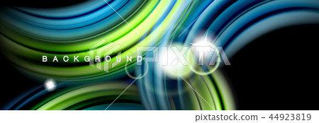 Mixing color waves on black, liquid flowing shapes 44923819