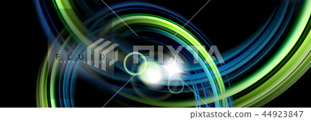 Mixing color waves on black, liquid flowing shapes 44923847