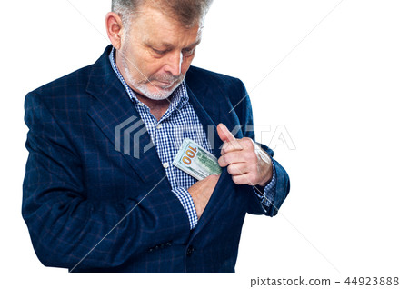 Middle aged successful businessman counts money 44923888
