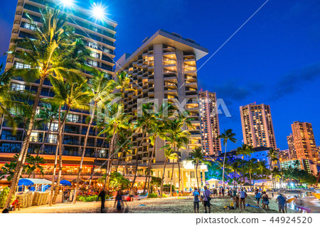 “夏威夷”威基基海灘暮光之城夜景 44924520