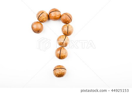 Macadamia nut question mark white background  44925153