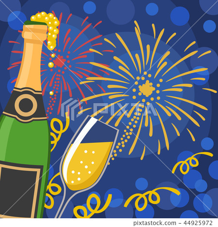 A glass of champagne and an open bottle on the 44925972