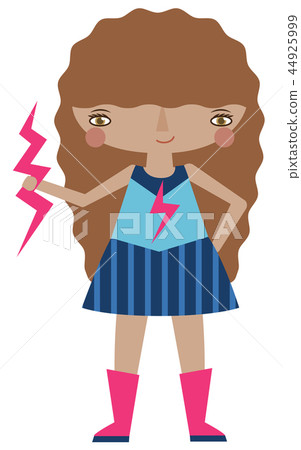Pink and blue superhero with lightning powers Pink and blue superhero with lightning powers 44925999