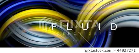 Background abstract design, flowing mixing liquid color waves on black 44927271
