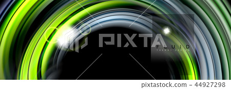 Background abstract design, flowing mixing liquid color waves on black 44927298