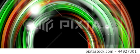 Background abstract design, flowing mixing liquid color waves on black 44927301