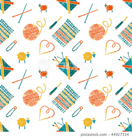 Seamless pattern on a knitting theme, accessories Seamless pattern on a knitting theme, accessories 44927334