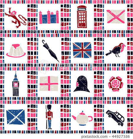 Plaid fabric seamless pattern, big english set 44927386
